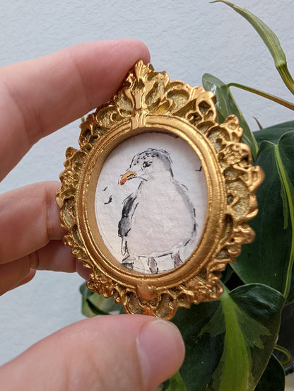 Mini Seagull Painting - Original Watercolor Art by Lora Cavallin