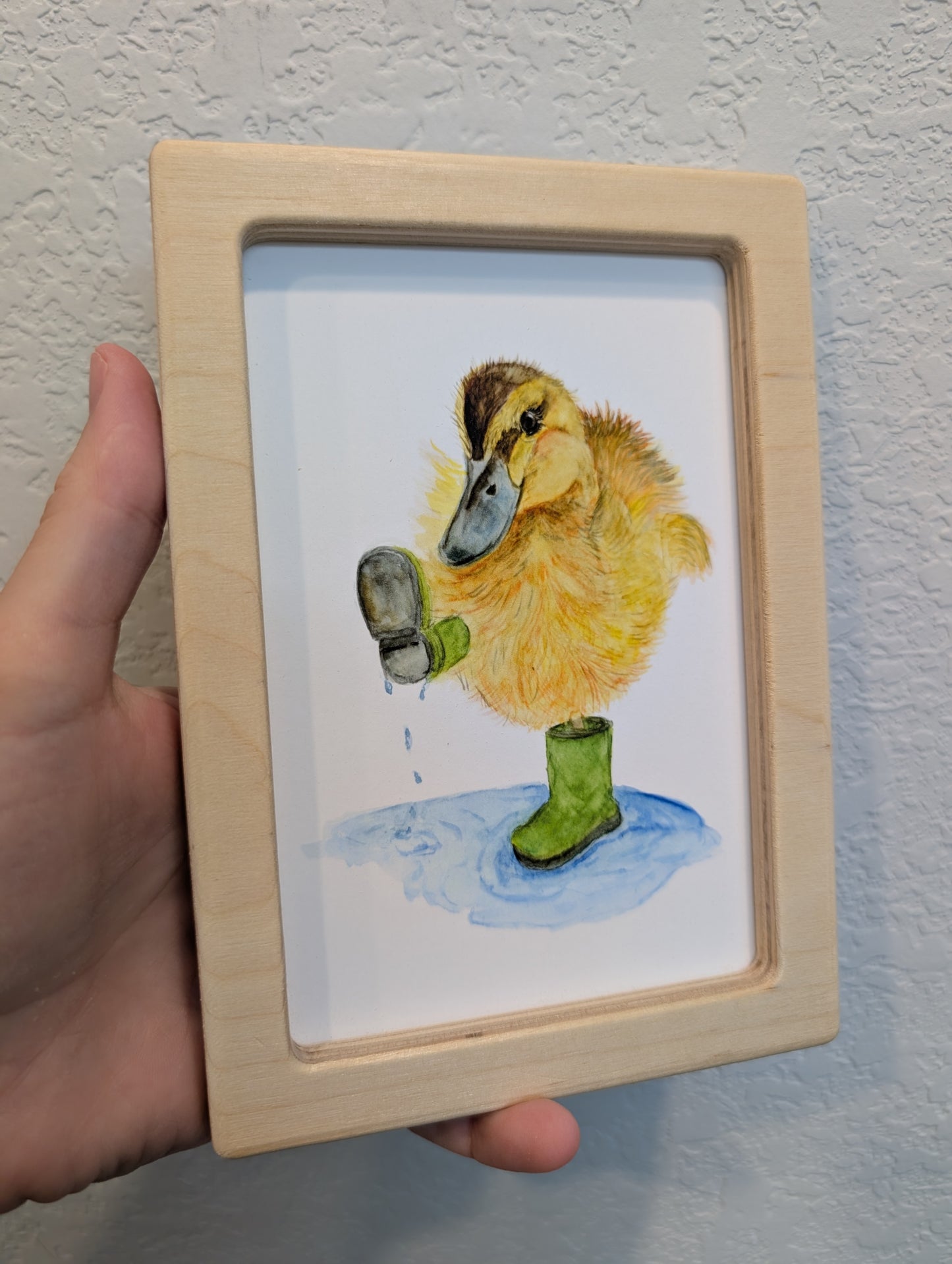 Baby Duck Wearing Boots Print - Solidframe Art by Lora Cavallin