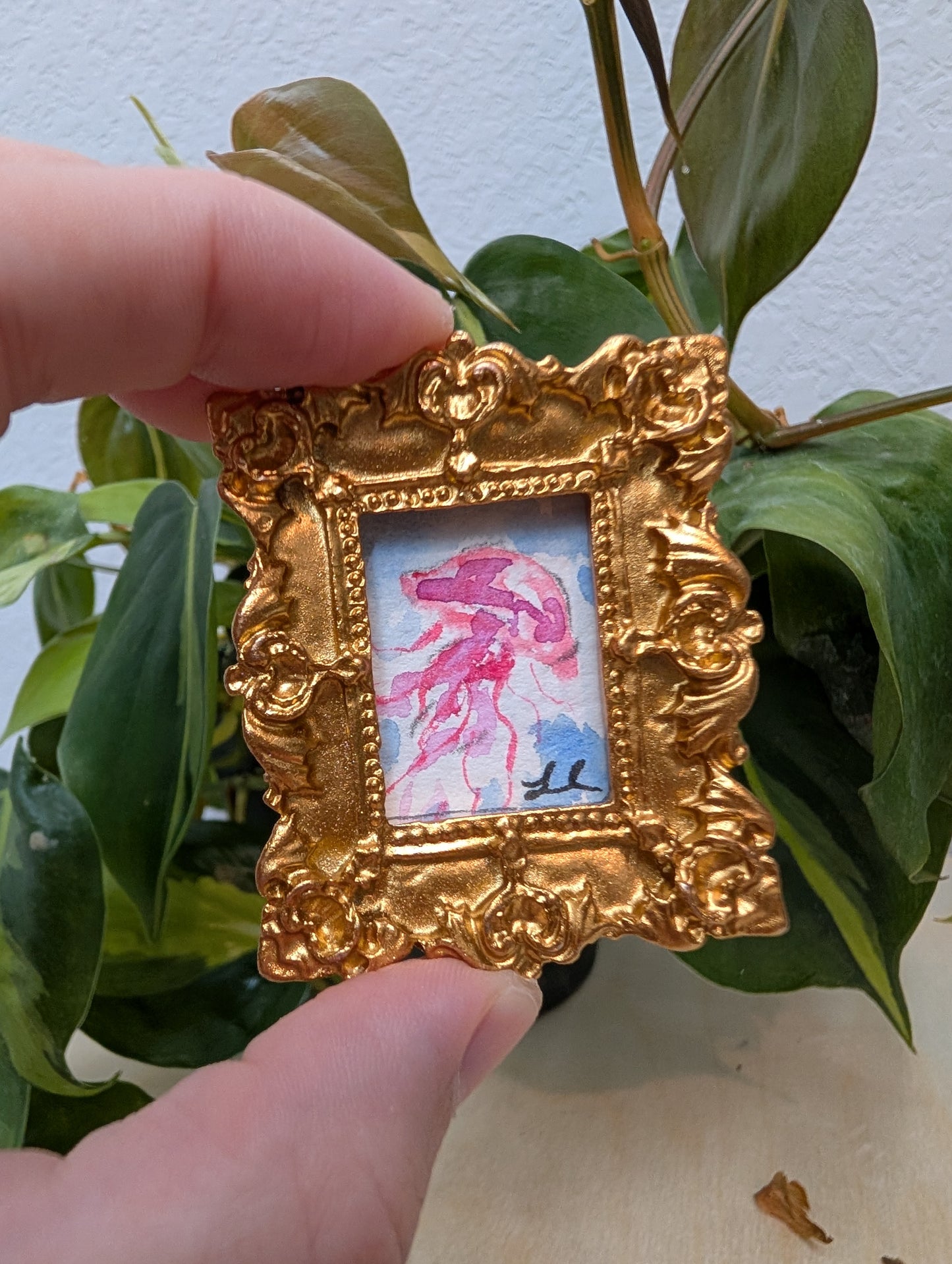 Mini Jellyfish Painting - Original Watercolor Art by Lora Cavallin