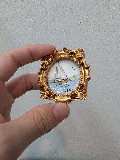 Mini Sailboat Painting - Tiny Original Watercolor Art