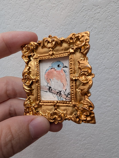Mini Bluebird Painting - Original Watercolor Art by Lora Cavallin