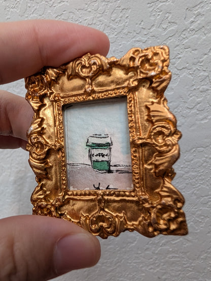 Mini Coffee Cup Painting - Original Watercolor Art by Lora Cavallin