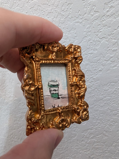 Mini Coffee Cup Painting - Original Watercolor Art by Lora Cavallin