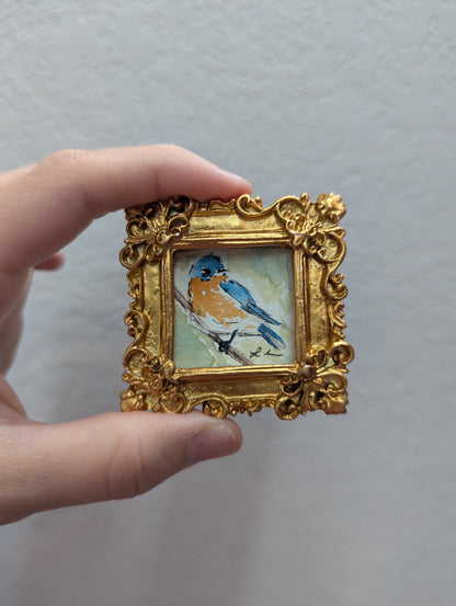 Mini Bluebird Painting - Tiny Original Watercolor Art