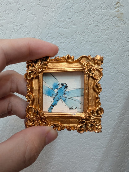 Mini Dragonfly Painting - Original Watercolor Art by Lora Cavallin