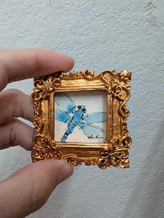 Mini Dragonfly Painting - Original Watercolor Art by Lora Cavallin