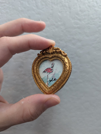 Miniature Flamingo Painting - Original Watercolor Art