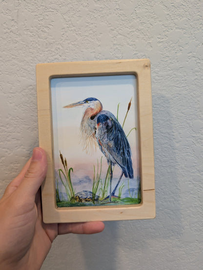 Blue Heron with Turtle Art Print - Solidframe Art by Lora Cavallin