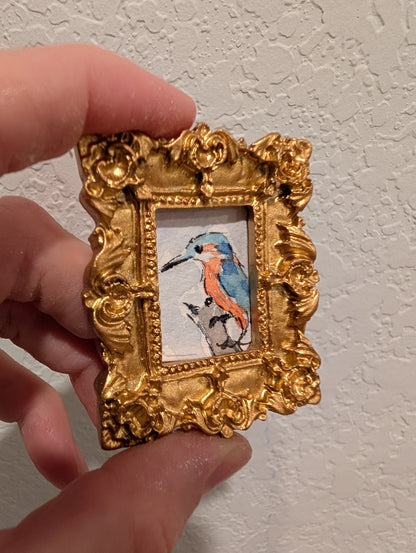 Mini Kingfisher Painting - Original Watercolor Art by Lora Cavallin